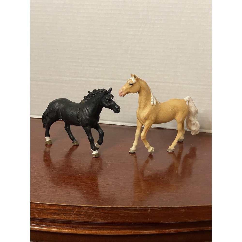 Black And Tan Stallion Schleich Horse 2012, 2019 Lot Of 2